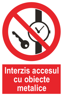 Interzis accesul cu obiecte metalice — semn cod 137