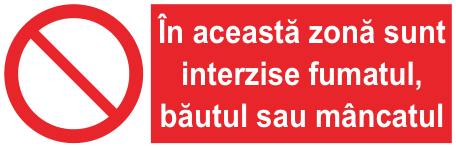 În această zonă sunt interzise fumatul, băutul sau mâncatul — semn cod 170
