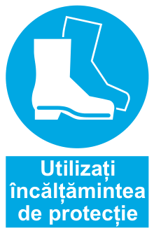 Utilizați încălțămintea de protecție — semn cod 221