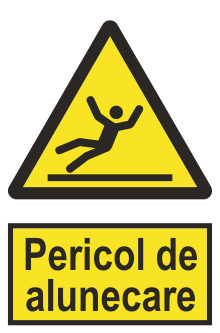 Pericol de alunecare — semn cod 375