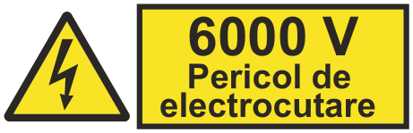 6000 V Pericol de electrocutare — semn cod 410