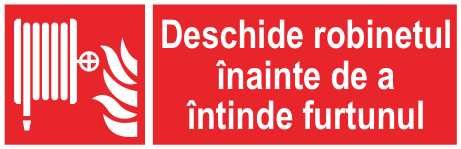Deschide robinetul înainte de a întinde furtunul — semn cod 623