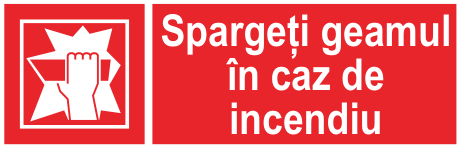 Spargeți geamul în caz de incendiu — semn cod 631