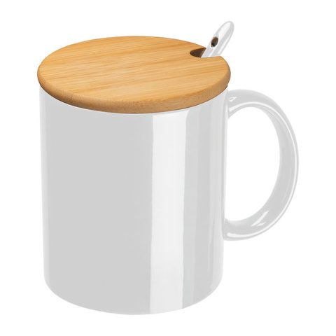Ceașcă ceramică cu lingură și capac, 300 ml 2