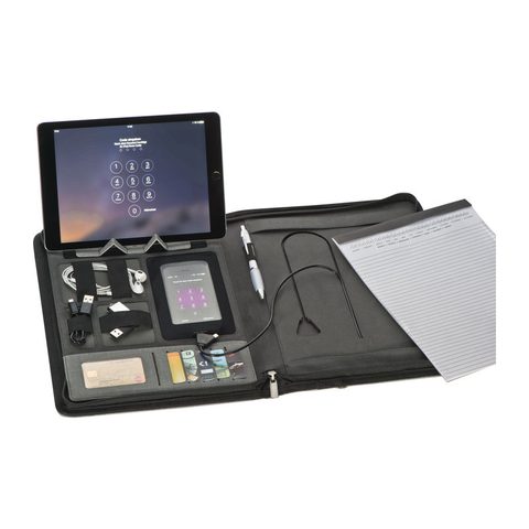 Mapă A4 din piele măcinată, powerbank de 5000 mAh 5