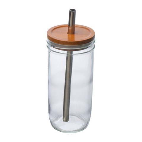 Pahar cu capac bambus cu pai, 650ml 1