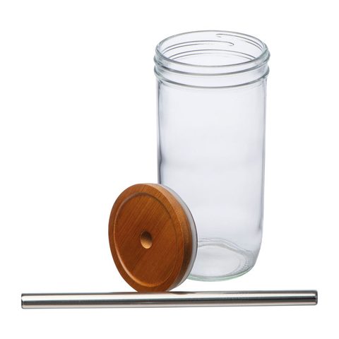 Pahar cu capac bambus cu pai, 650ml 3