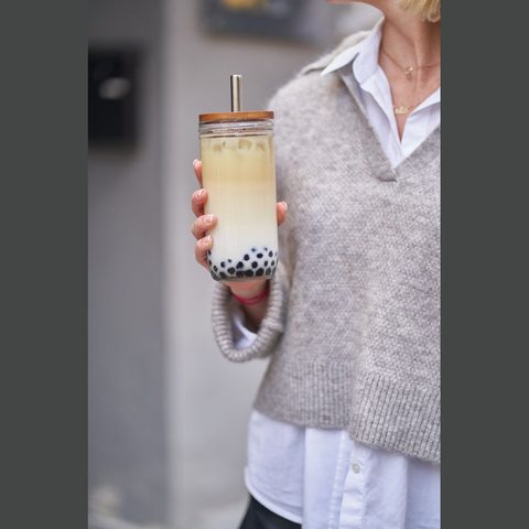 Pahar cu capac bambus cu pai, 650ml 7