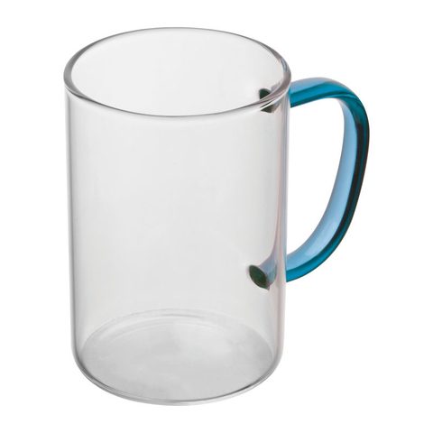 Pahar din sticlă cu mâner colorat, 250 ml