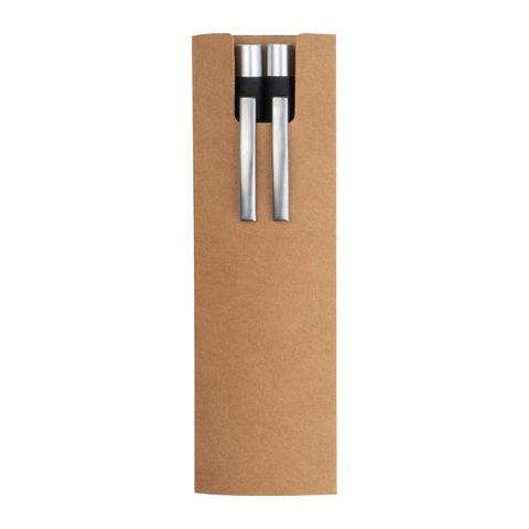 Set de scris din aluminiu și bambus 2