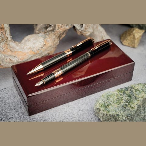 Set de scris Mark Twain în cutie de lemn 16