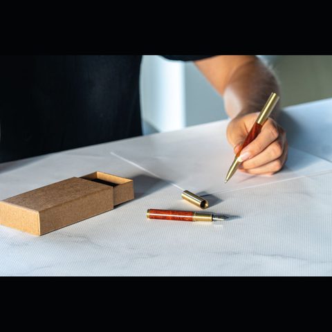 Set de scris mini din cupru și lemn 12