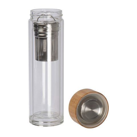 Sticlă cu dop din bambus, 420 ml 2