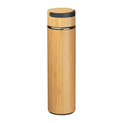 Sticlă termos de băut, oţel și bambus, 500 ml 2
