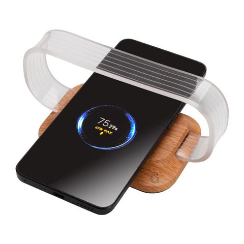 Suport telefon cu încărcare wireless, imitație lemn 5